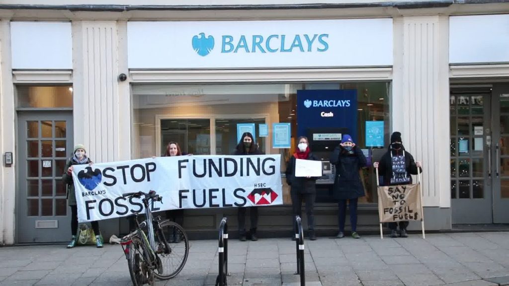 Cliamte protests at Barclays Bank